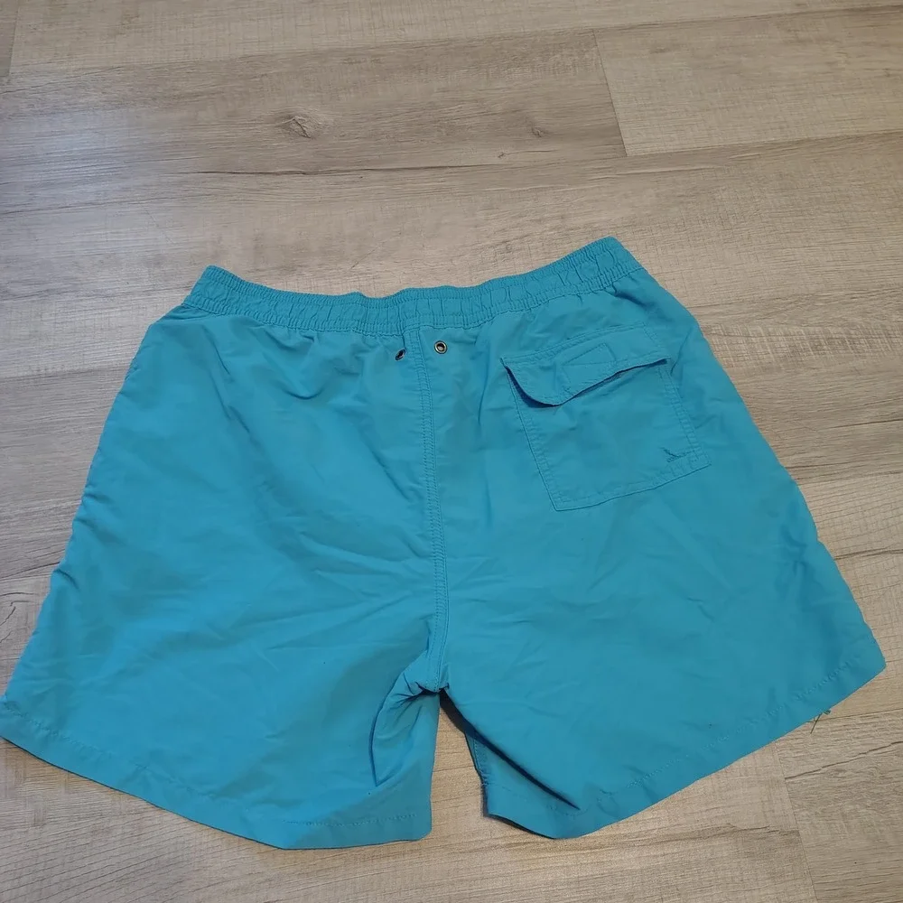 Polo Ralph Lauren Mens Turquoise Blue Swim Trunks Yellow Pony Logo Shorts L